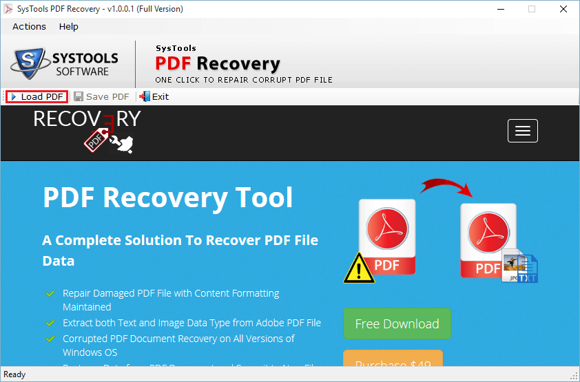 Open PDF Repair software