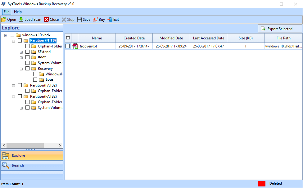 Preview scanned backup file