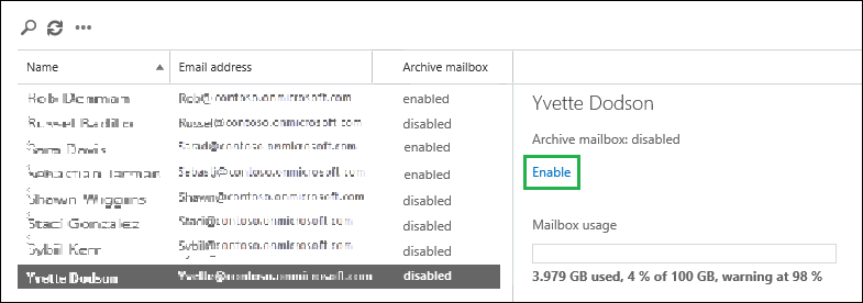 Select the desired user mailbox