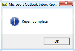 Once the repair is complete a dialog box will prompt on the screen