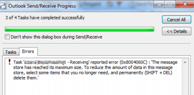 Microsoft Exchange Server - Sending" reported error (0x8004060c)
