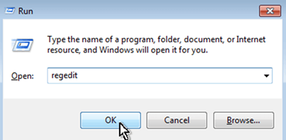 Type regedit and click OK to open the Registry Editor
