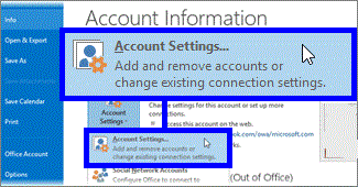 Click File -> Account Settings -> Account Settings
