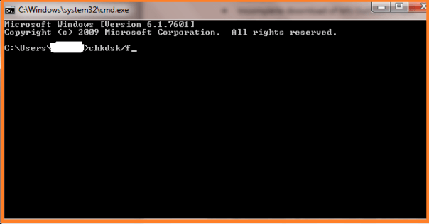 type chkdsk/f and press Enter