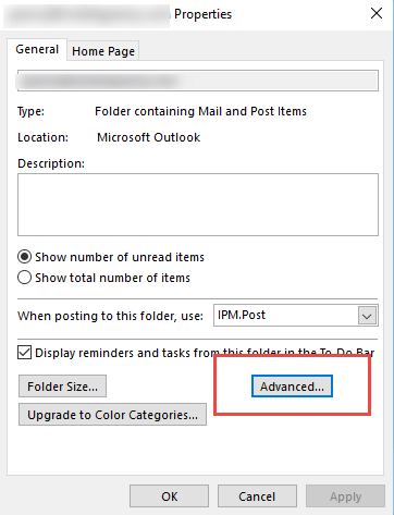 Choose Properties->Advanced button