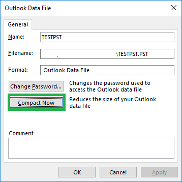Select your PST file and click on the Settings option