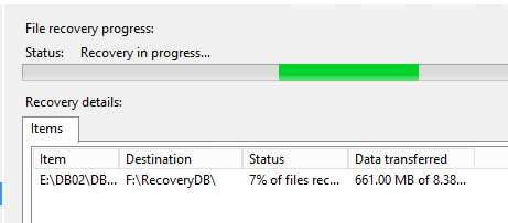 Click the progress window