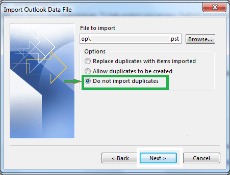 Exclude duplicate emails from PST file before import