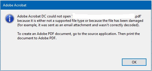 Adobe Acrobet DC could not open