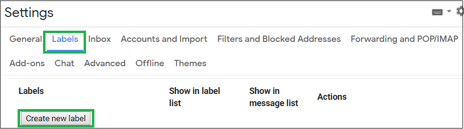 Gmail account settings