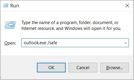 Run Outlook in safe mode