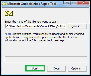 Click on Start option to start the PST scanning process