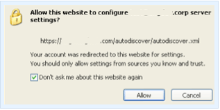 Checks the DNS for Autodiscover record with two Autodiscover URLs