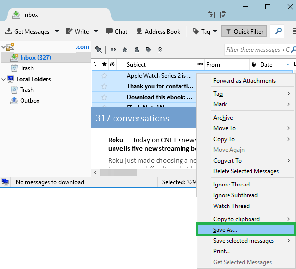 mozilla thunderbird help how to move folders