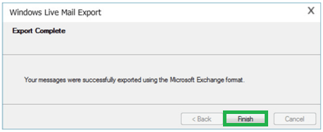 Export Complete instruction, click on Finish option