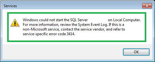 Error Code 3414 MS SQL Server