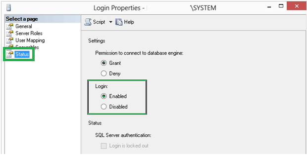 Choose Enabled option under Login section