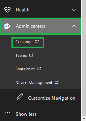Office 365 Admin Center page