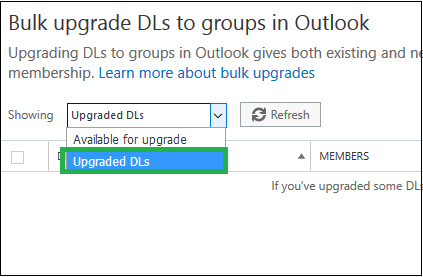Bulk upgrade DLs to groups in Outlook