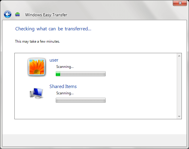 The tool will start scanning the available data for transfer to external device