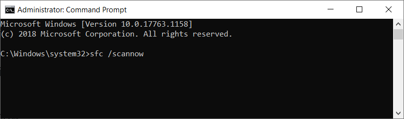 Input the command sfc /scannow
