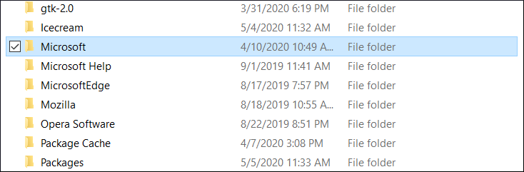 Search the Microsoft folder