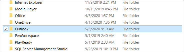 Search the Outlook folder