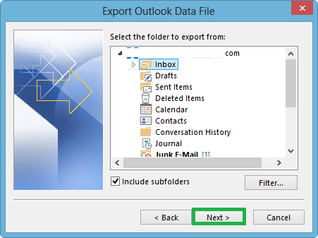 Select Export to a file option and click on Next