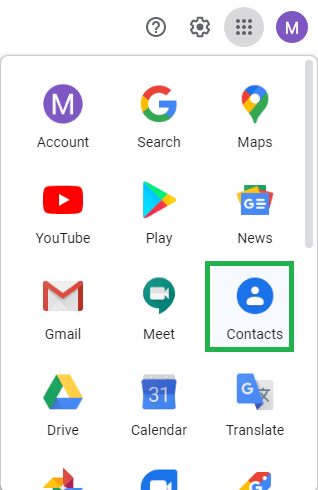 Click on Google apps icon
