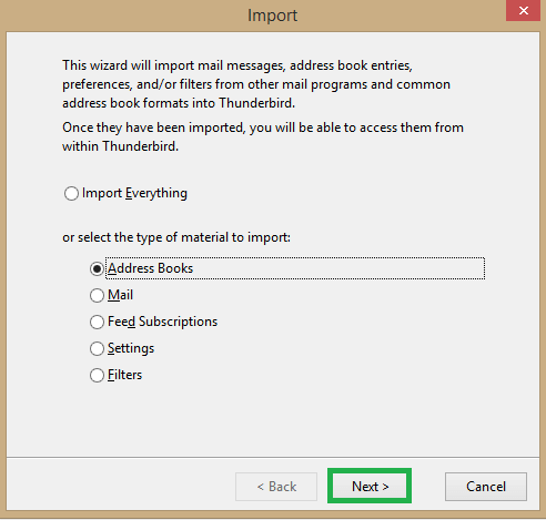 Select the Address Books option