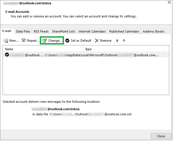 Select the E-mail and click Change Icon