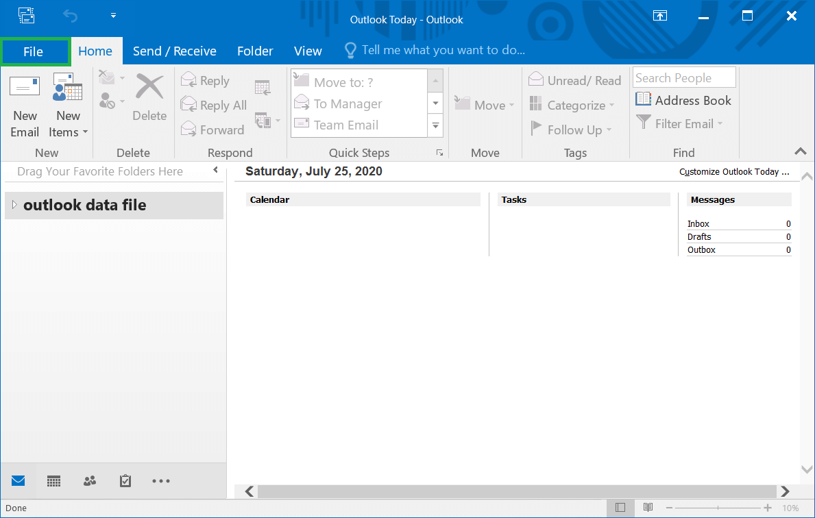 Start Outlook and click File option