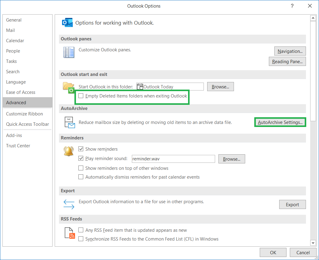 Click on AutoArchive Settings tab under AutoArchive section