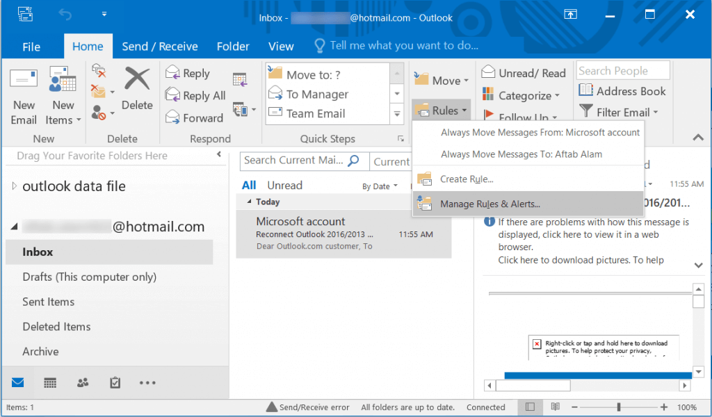 how to manage two email accounts in outlook