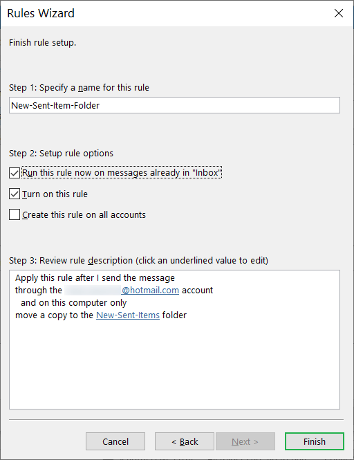 Specify a new name to the Rule