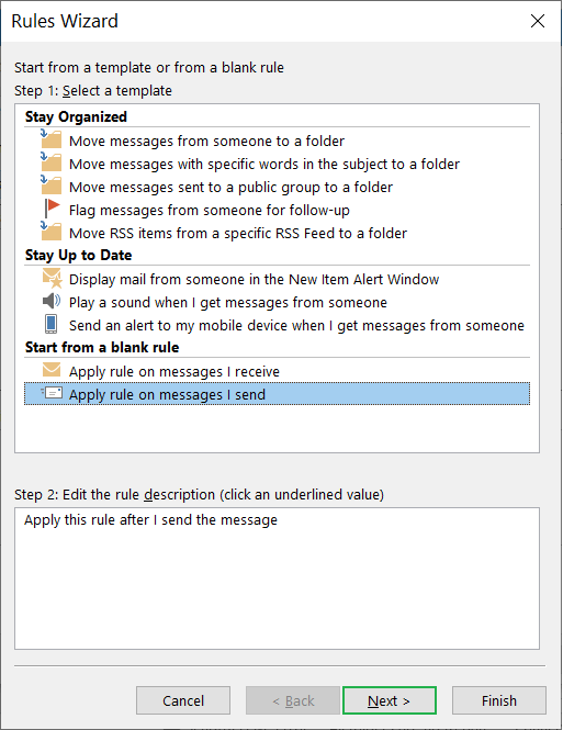 Select the last option, apply rule on messaged