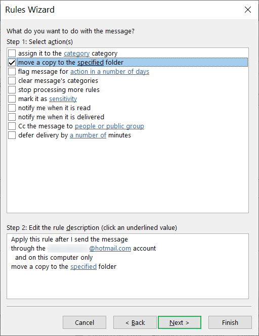 Move to a copy to a specified folder