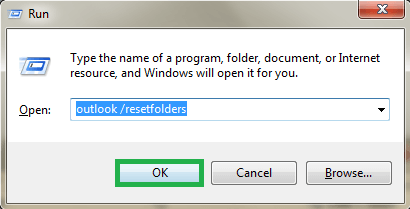 Try typing outlook /resetfolders in the Windows run box