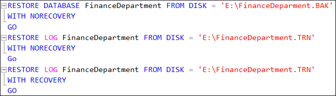 NORECOVERY command to run multiple additional backups at once