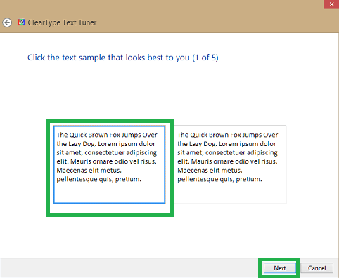 Select the clear one text sample