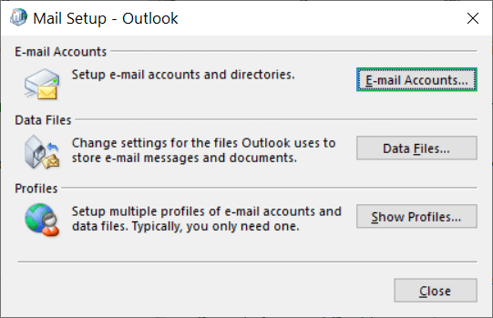 The Mail Setup will open up