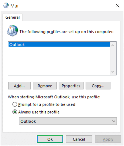 Click the Add button to include a new account