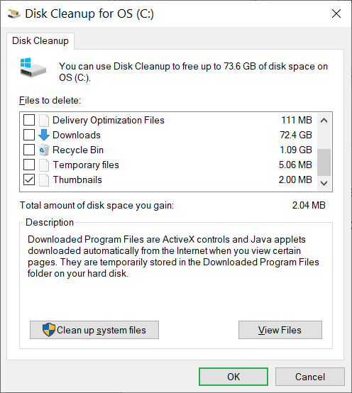 Click the button Clean up system files.