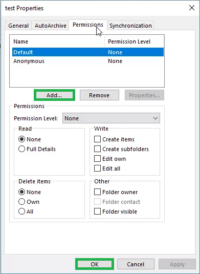 Go to Permissions tab
