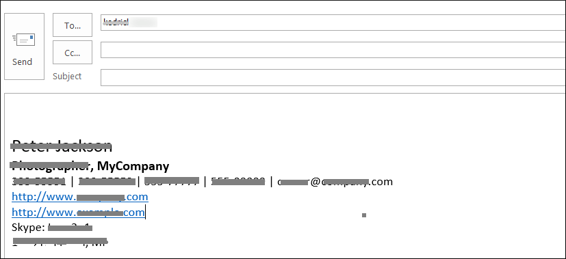 Email signature will be present in the email body