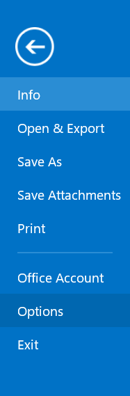 Click Options in the given list.