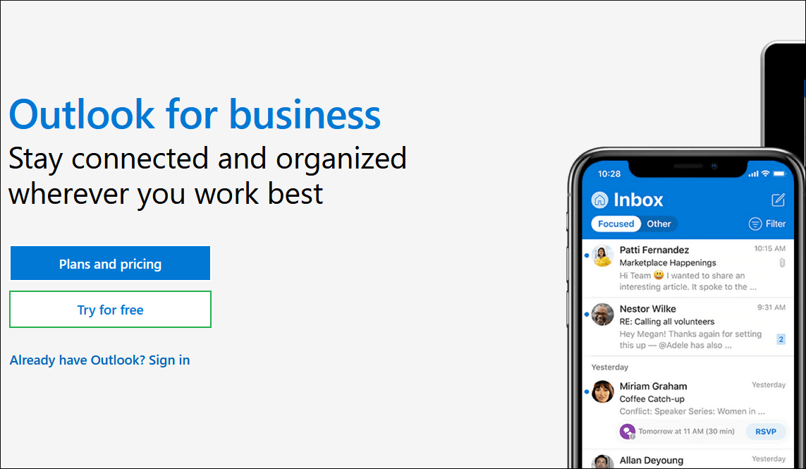 Choose Outlook for Business