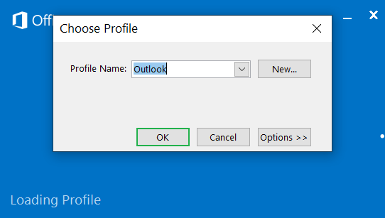 Choose the Outlook profile that you need to open