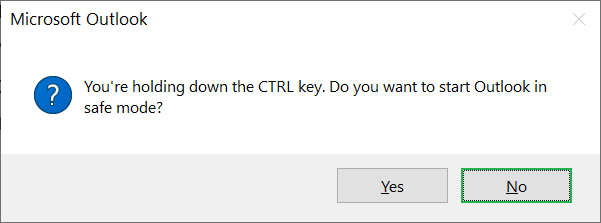 Start the Outlook in safe mode