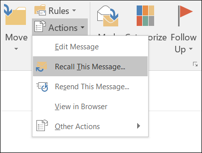 Go to Actions drop-down and choose the Recall button
